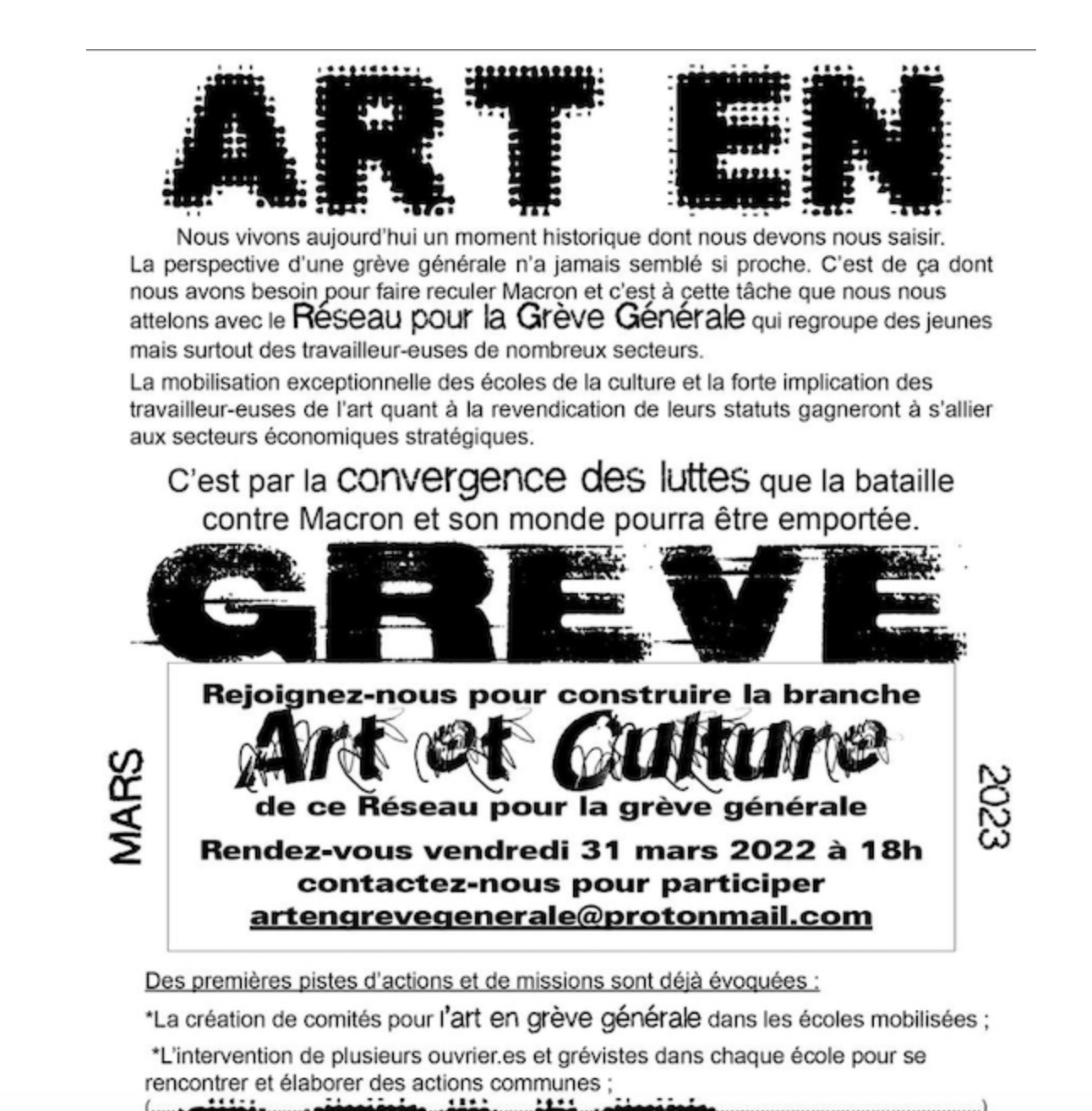 Sandra Lucbert, « Pour quoi l&rsquo;Art lutte-t-il ? », en amont de la réunion pour la création de la commission Art du Réseau Grève Générale